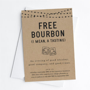 Fun Funny Free Bourbon Tasting Party Invitation