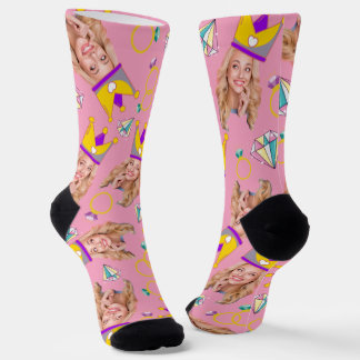 Fun & Funny Pink Princess Face Socks