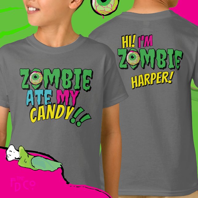 Fun Funny ‘Zombie Ate My Candy’ Halloween  T-Shirt (Creator Uploaded)