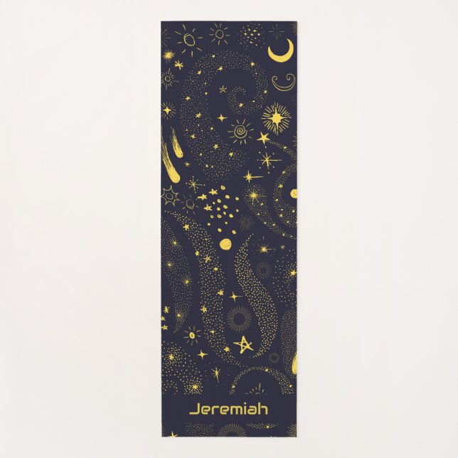 Fun Galaxy Far Away Personalized Outer Space Yoga Mat (Front)