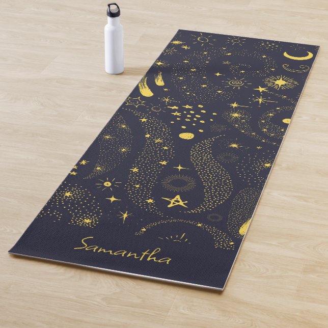Fun Galaxy Pattern Black Personalized Yoga Mat (In Situ)