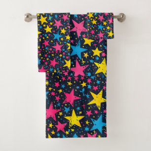 Fun Galaxy space lovers tiled pattern Bath Towel Set