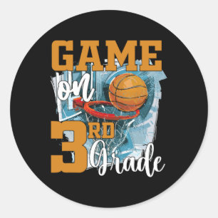Fun Game On 3rd Grade Basketball Back To School Gi Classic Round Sticker
