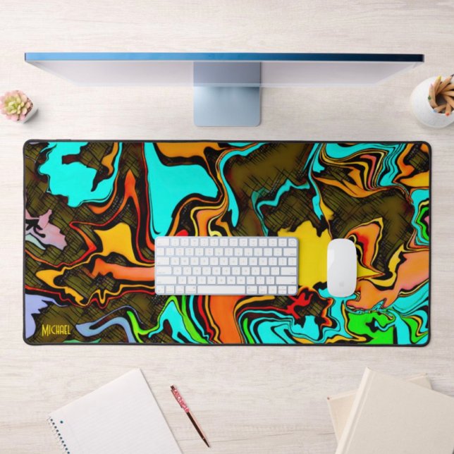 Fun Gamer Modern Abstract Distressed Colourful  Desk Mat (Creator Uploaded)