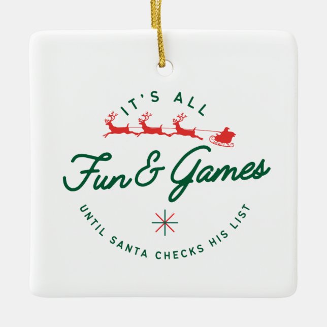 Fun & Games Ceramic Ornament (Front)