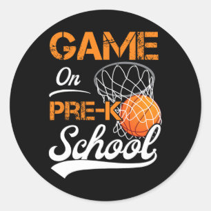 Fun Games On Pre-k Basketball First Day Of School  Classic Round Sticker