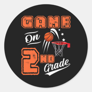 Fun Games On Second Grade Basketball First Day Of Classic Round Sticker