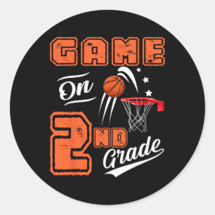 Fun Games On Second Grade Basketball First Day Of Classic Round Sticker