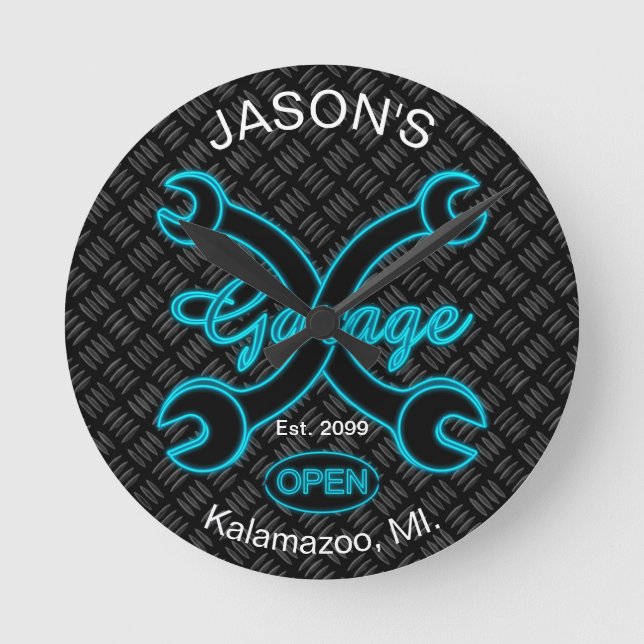 Fun Garage Wall Clock w Vintage S-Wrenches (Front)