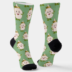 Fun Garlic Bulb with Face - novelty food pattern S Socks