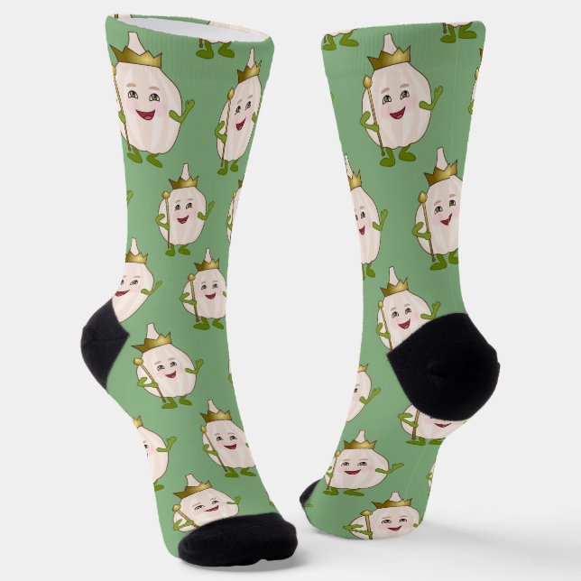 Fun Garlic Bulb with Face - novelty food pattern S Socks (Angled)