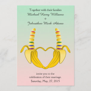 Fun Gay Banana Heart Faire-part de mariage