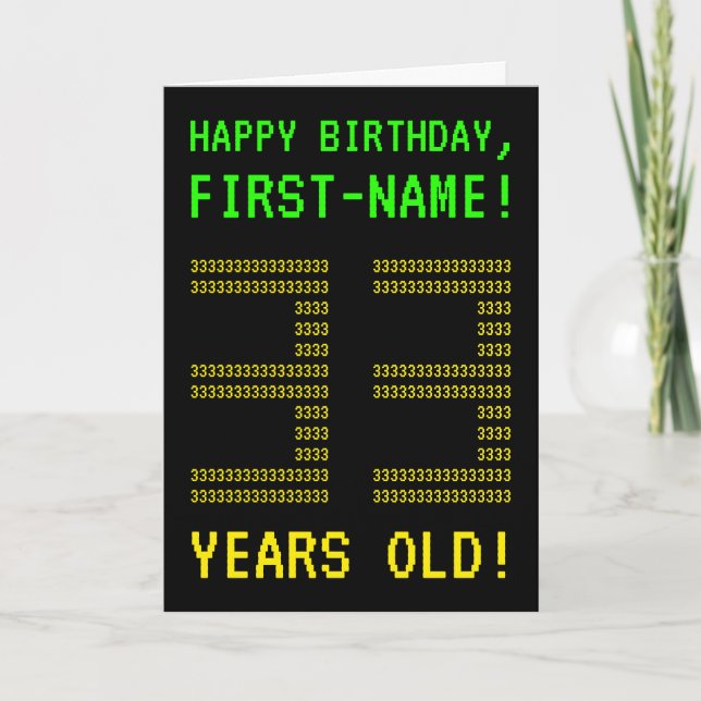 Fun, Geeky, Nerdy "33 YEARS OLD!" Birthday Card (Front)