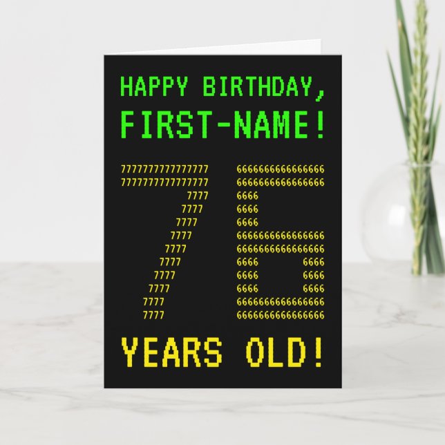 Fun, Geeky, Nerdy "76 YEARS OLD!" Birthday Card (Front)