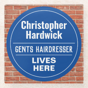 Fun Gents Hairdresser Wall Plaque Style Glass Coaster
