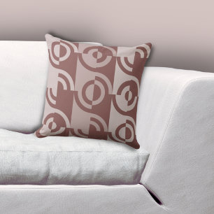 Fun Geometric Circular Fragments Brown Throw Pillow