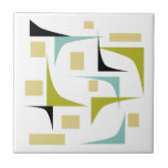 Fun Geometric Corners Mid Century Modern Tile<br><div class="desc">Add a pop of colour to your tile work with this funky corners and rectangles mid-century modern ceramic tile. It features the fun colours of aqua blue,  avocado green,  yellow,  and black.</div>