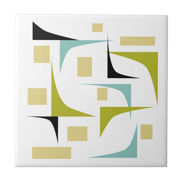 Fun Geometric Corners Mid Century Modern Tile (Front)