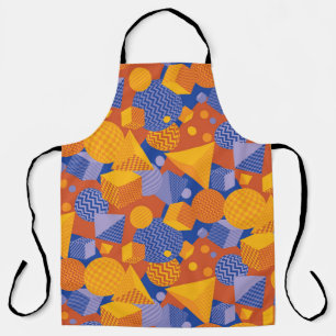 Fun Geometric Orange Violet Pattern Apron