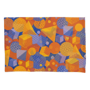 Fun Geometric Orange Violet Pattern Pillowcase
