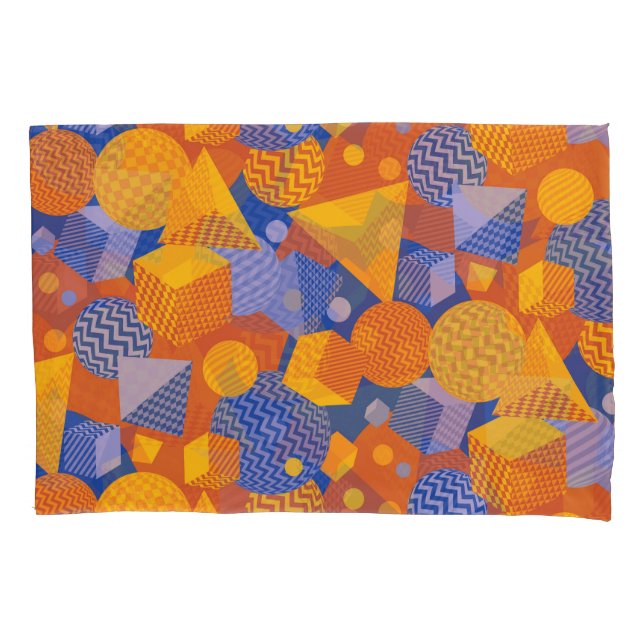 Fun Geometric Orange Violet Pattern Pillowcase (Front)