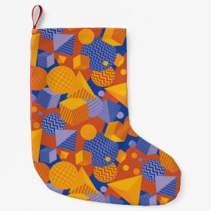 Fun Geometric Orange Violet Pattern Small Christmas Stocking