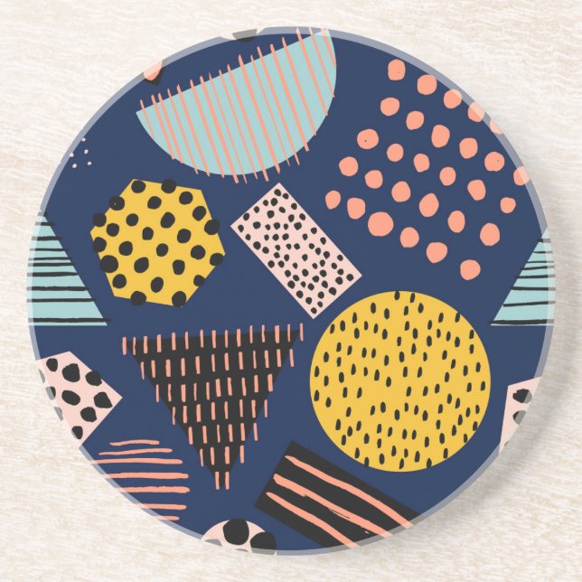 Fun Geometry: Abstract Multicolor Pattern Coaster (Front)