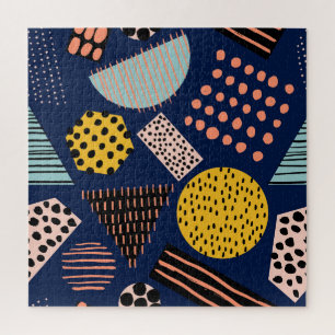 Fun Geometry: Abstract Multicolor Pattern Jigsaw Puzzle