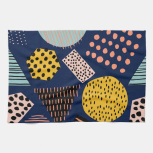 Fun Geometry: Abstract Multicolor Pattern Kitchen Towel