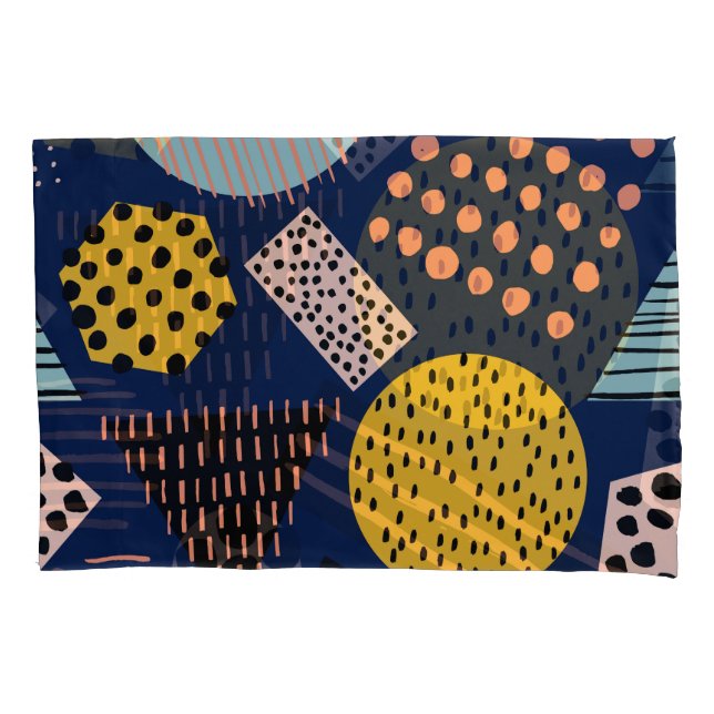 Fun Geometry: Abstract Multicolor Pattern Pillowcase (Front)