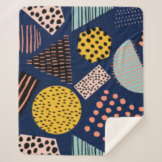 Fun Geometry: Abstract Multicolor Pattern Sherpa Blanket