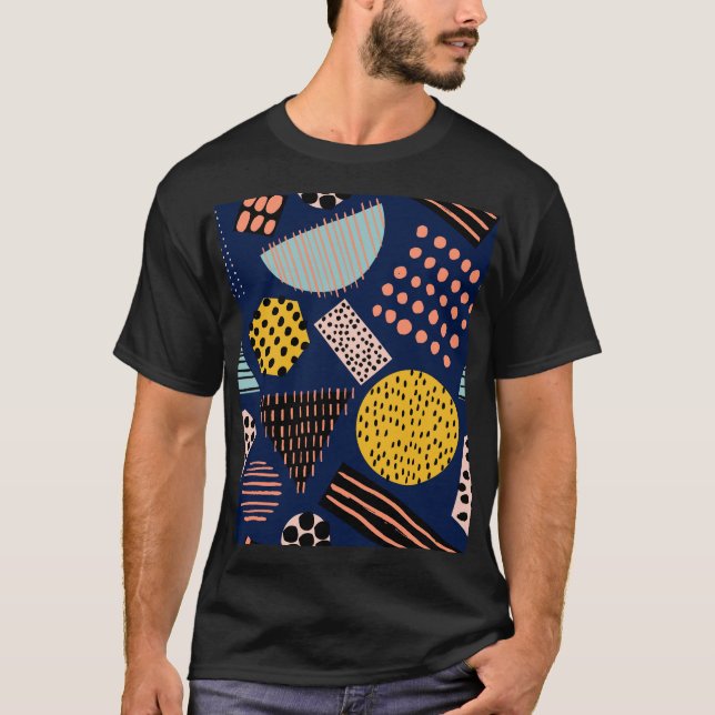 Fun Geometry: Abstract Multicolor Pattern T-Shirt (Front)