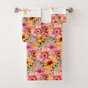 Fun Gerbera Daisies Floral Towel Set