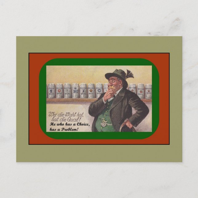FUN GERMAN PROVERB POSTCARD ~ HE WHO HAS A CHOICE~ (Front)