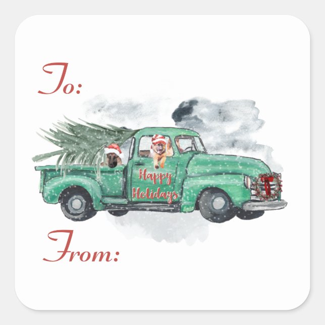 Fun German Shepherds Holiday Gift Tags (Front)