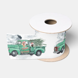 Fun German Shepherds in Vintage Truck Holiday Satin Ribbon