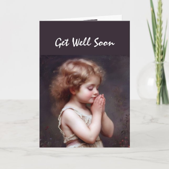 Fun Get Well Soon Girl Praying for Your Health Card (Front)