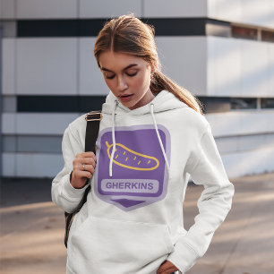 Fun Gherkin Pickle Icon Purple and Yellow Hoodie