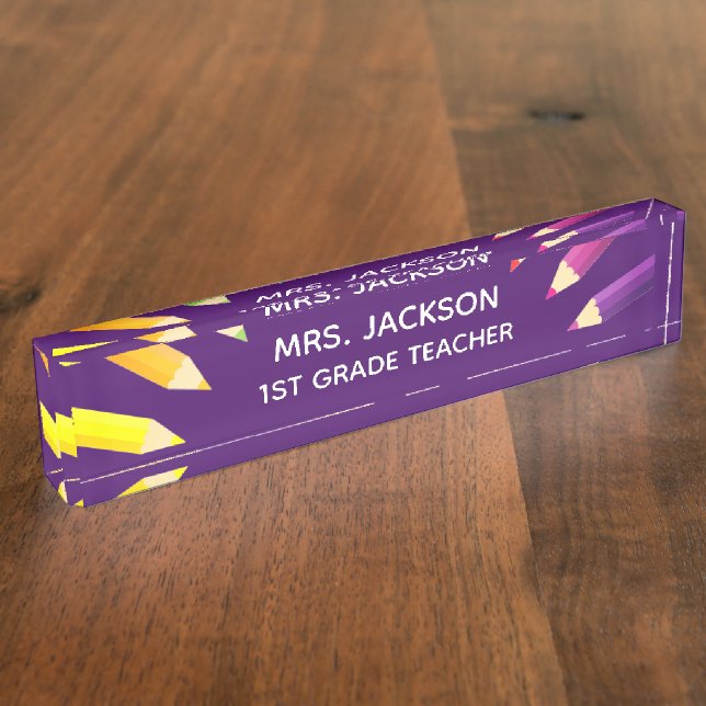 Fun Gift! Colourful Teacher desk nameplate (Side)