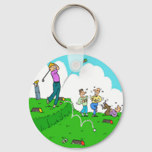 Fun Gift for Golfer. Golf Player has Poor Tee-Off. Keychain