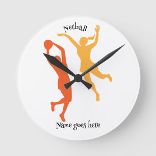 Fun gift for netball player. Customizable. Clock