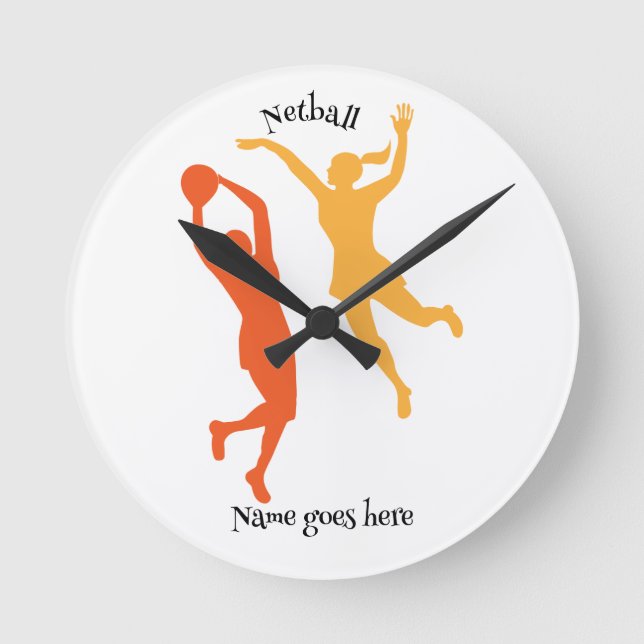 Fun gift for netball player. Customizable. Clock (Front)