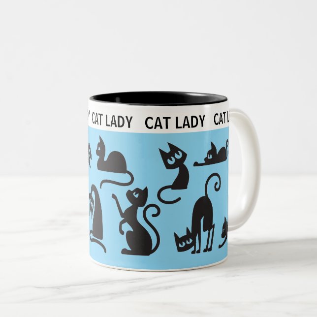 Fun Gift! Perfect Cat Lady  Two-Tone Coffee Mug (Front Right)