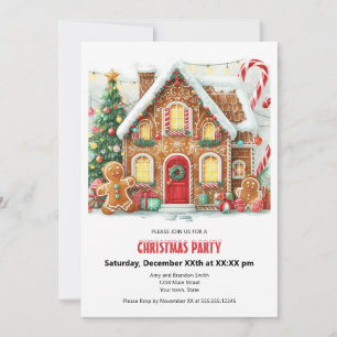 Fun Gingerbread House Christmas Party  Holiday Card