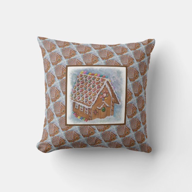 FUN GINGERBREAD HOUSE THROW PILLOW (Front)