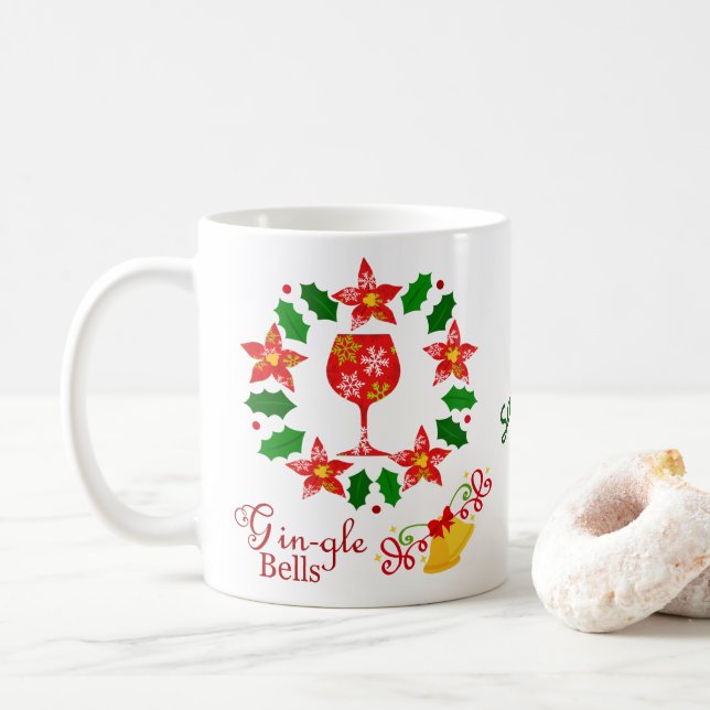 Fun Gingle Bells Christmas Holiday Coffee Mug (With Donut)