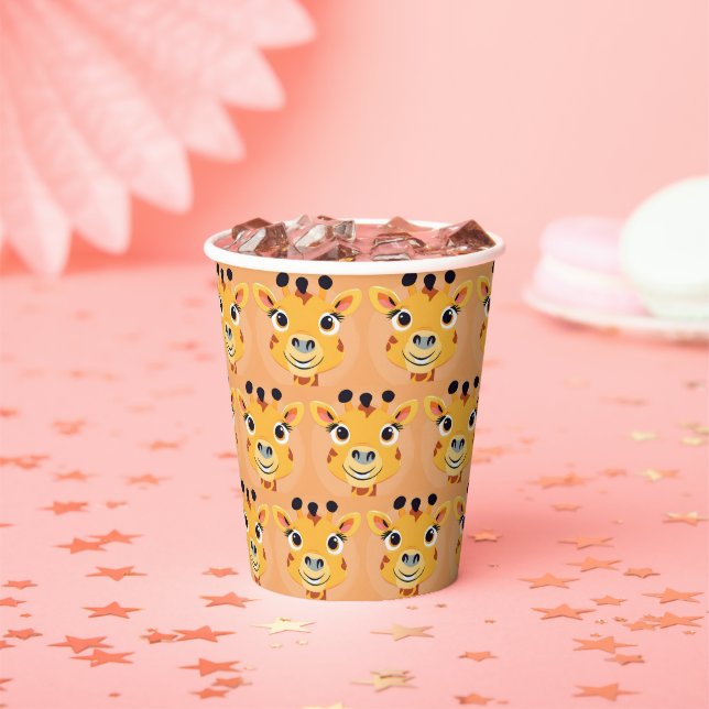 Fun giraffe Face safari Wild jungle Birthday Party Paper Cups (Insitu)