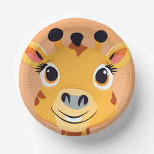 Fun giraffe Face safari Wild jungle Birthday Party Paper Plate