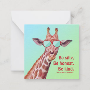 Fun Giraffe Inspirational Quote Emerson Be Silly  Card