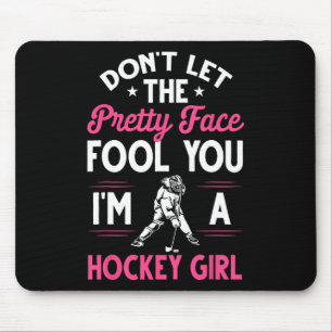 Fun Girl Hockey Gift For Women Kids Ice Hockey Pla Mouse Pad